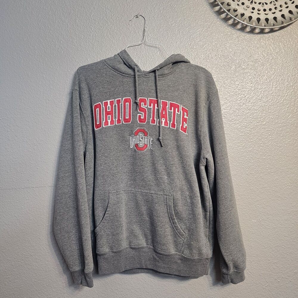 Ohio State Buckeyes Hoodie Mens XL Gray Scarlet & Gray Embroidered Pullover W840